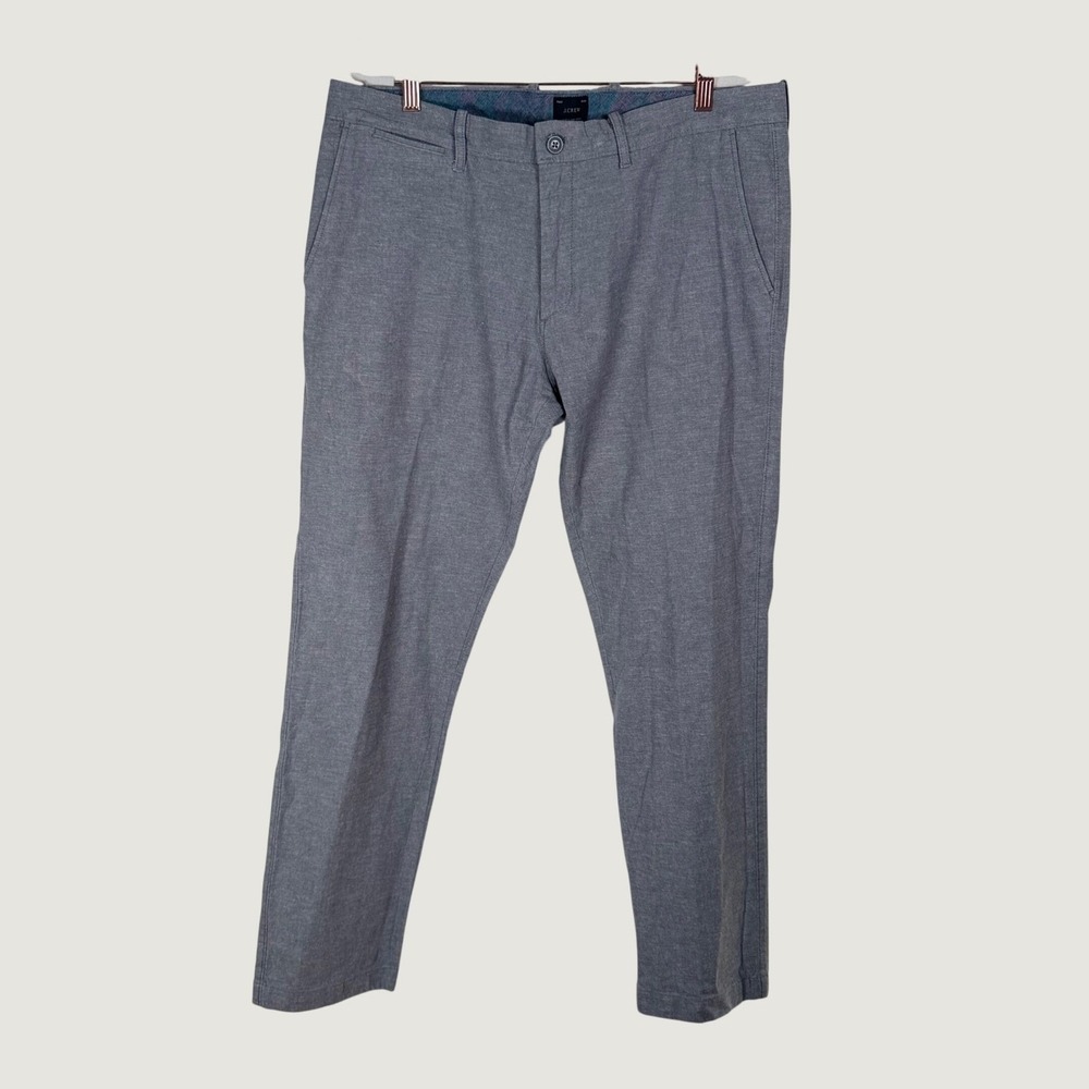 J. Crew 484 Slim Fit Pants Mens 36x32 Gray Cotton Linen Blend Chino Trouser